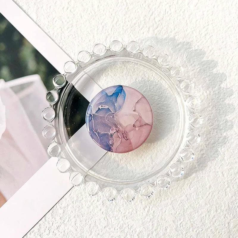 Socket Grip Tok Acrylic Glue Material High Quality Transparent Folding Stand Marble Pattern Phone Holder Foldable phone grip Peaceful Pleasures Health and Wellness P193-09