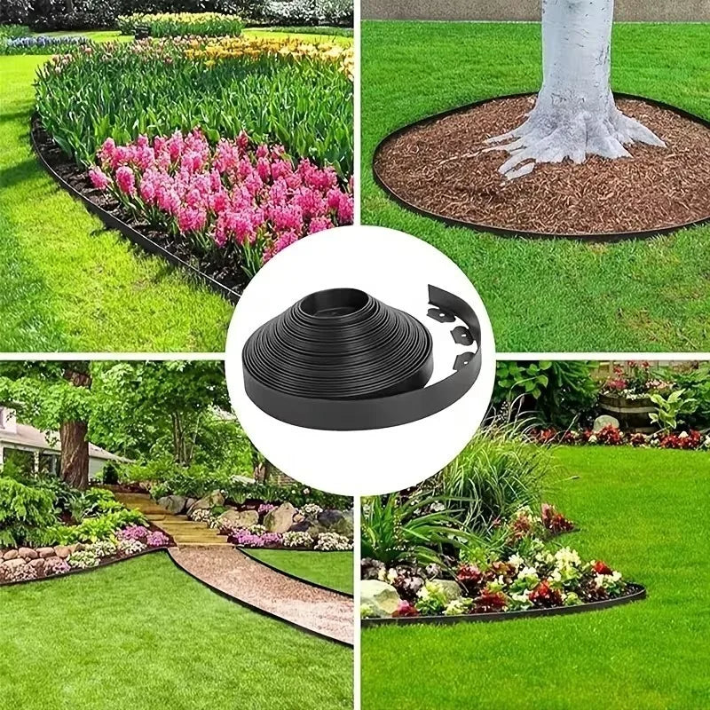 L-Shaped Garden Edging Border 10m | PE Lawn Divider 5/10cm