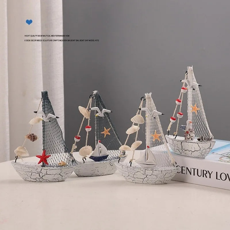 Sailboat Craft Ornament Online Store Photography Prop Cake Decoration Creative Home Mini Sailboat Figurine Desk Decoration decor Peaceful Pleasures Health and Wellness