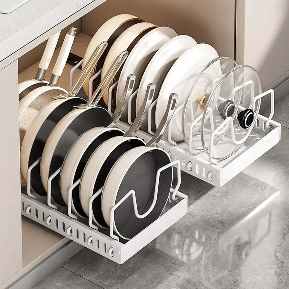 Pull-Out Pots & Pans Organizer | Sliding Cabinet Rack