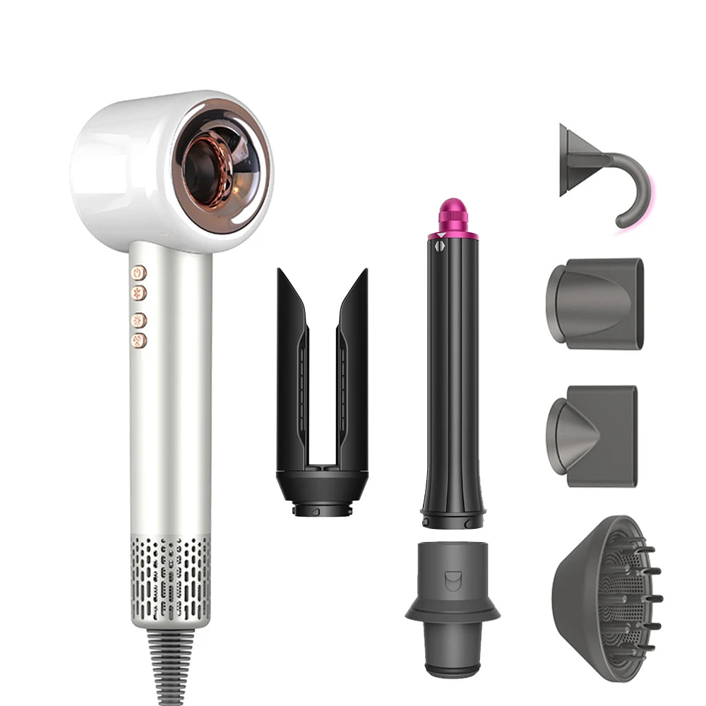 3 in 1 Airwrap Automatic Curling Iron Brushless Negative Ions Hair Dryer Wet & Dry Straightener Salon Long-Lasting Styling Tools Peaceful Pleasures Health and Wellness White US