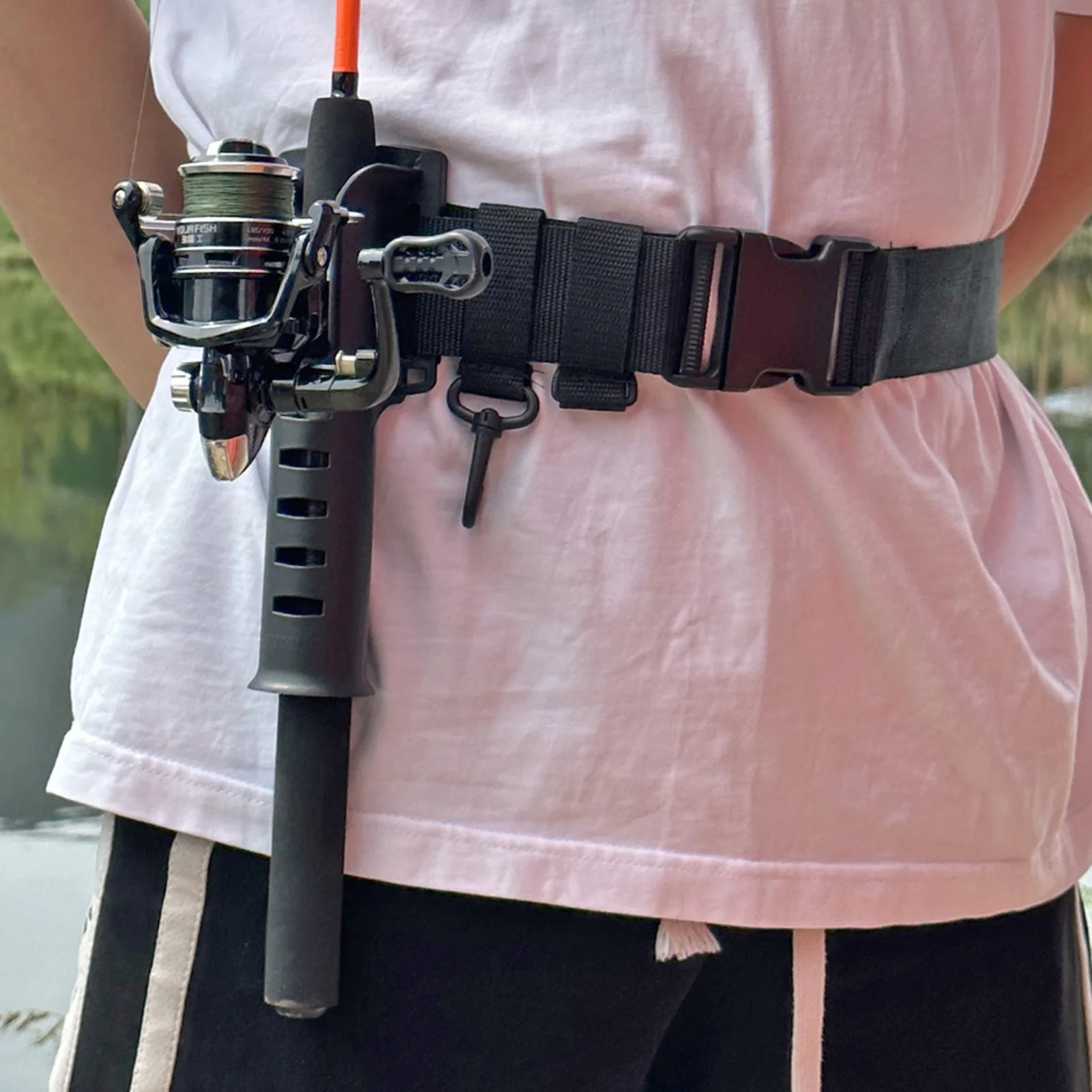 Portable Fishing Rod Holder Belt Snap-on Fishing Rod Holder Belt Pole Inserter for Spinning Casting Reel Surf Kayak Peaceful Pleasures Health and Wellness