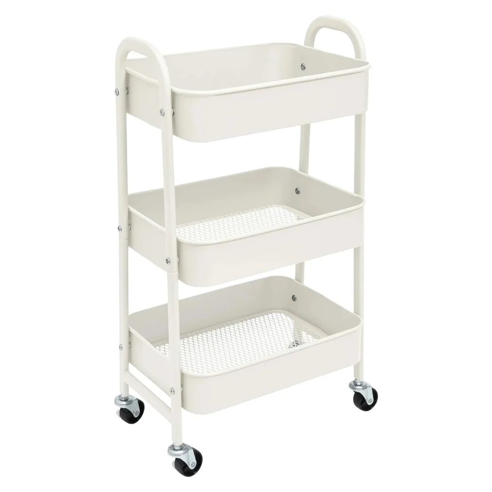 3-Tier Rolling Storage Cart with Wheels – Kitchen, Bath & Office
