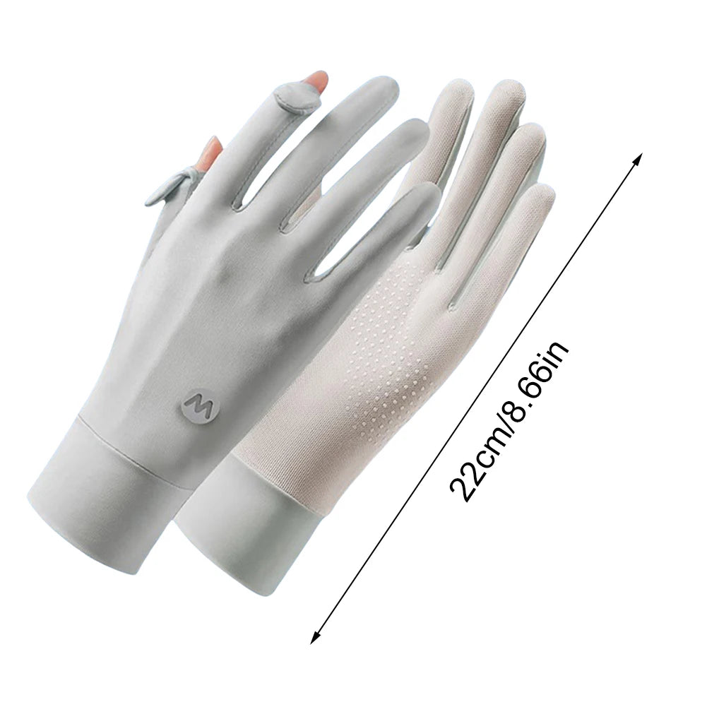 Women UV Sun Protection Gloves Full Finger Touchscreen Ultra Thin Sun Gloves Breathable Ice Silk Cycling Gloves for Summer Peaceful Pleasures Health and Wellness