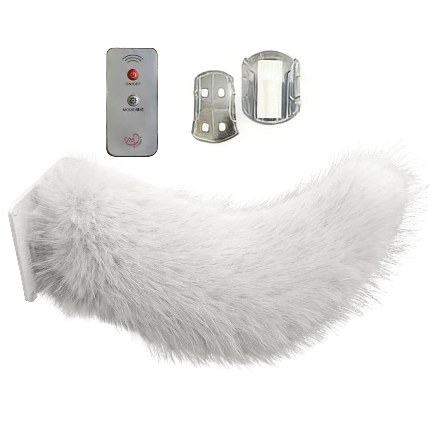 Cute Car Decoration Tails Rechargeable Plush Animal Moving Tail with Remote Control for Auto Trunk Bumpe Outing Social Occasions Peaceful Pleasures Health and Wellness white