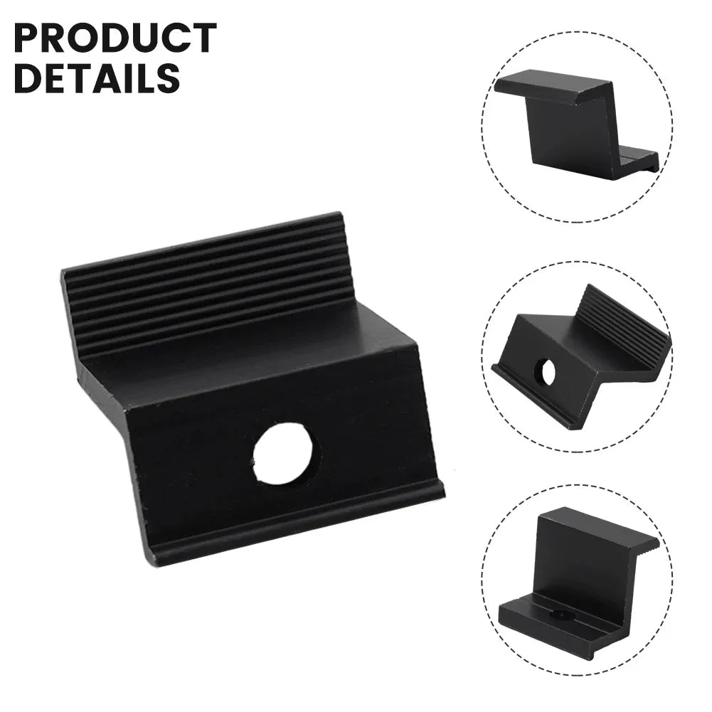 10Pcs Black Aluminum Alloy PV Solar Panel End Clamp Photovoltaic Bracket Mount Accessories Side Pressure Block Peaceful Pleasures Health and Wellness