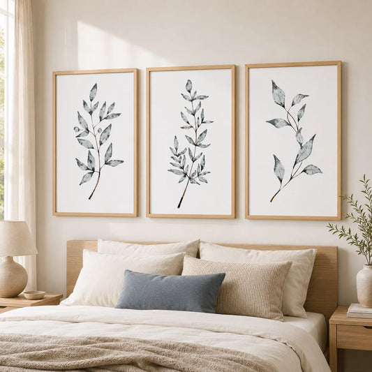 Nordic Botanical Canvas Wall Art – Plant Leaf Minimalist Poster Canvas Wall Art Peaceful Pleasures Health and Wellness