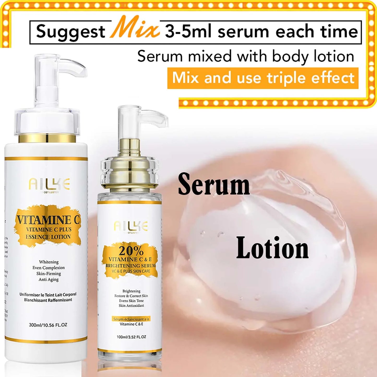 AILKE Vitamin C Brightening Set – Serum, Lotion, Cream & Soap