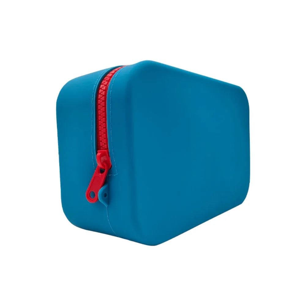 Portable Large Capacity Silicone Coin Purse Waterproof Zipper Lipstick Bags Data Line ID Credit Card Holder Peaceful Pleasures Health and Wellness Blue