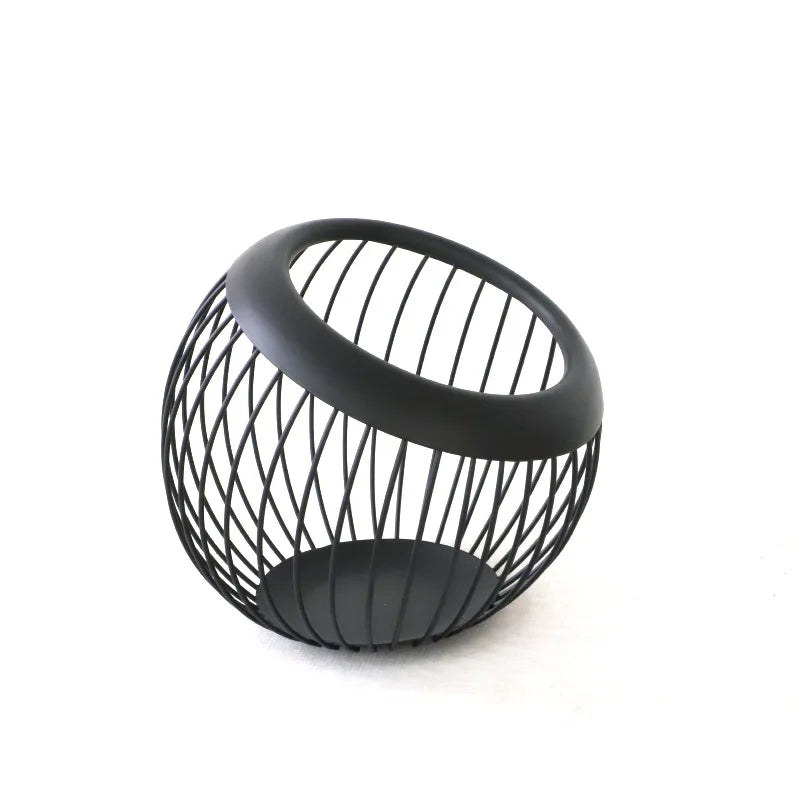 Coffee Pod Metal Holder Large Capacity Ball Shaped Holder Storage Basket Fruit Plate Drain Basket Home Kitchen Storage Basket Peaceful Pleasures Health and Wellness black