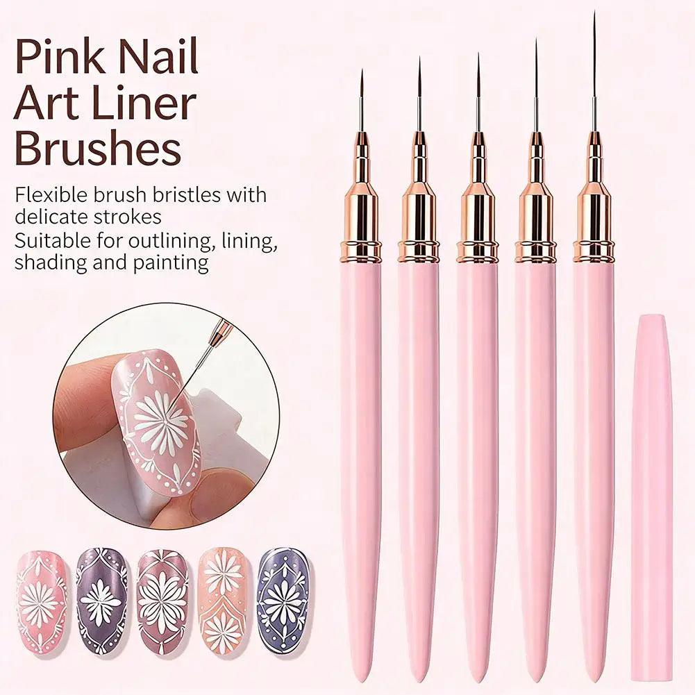 5-Piece Nail Art Liner Brush Set – UV Gel & Polish Nail Care Peaceful Pleasures Health and Wellness