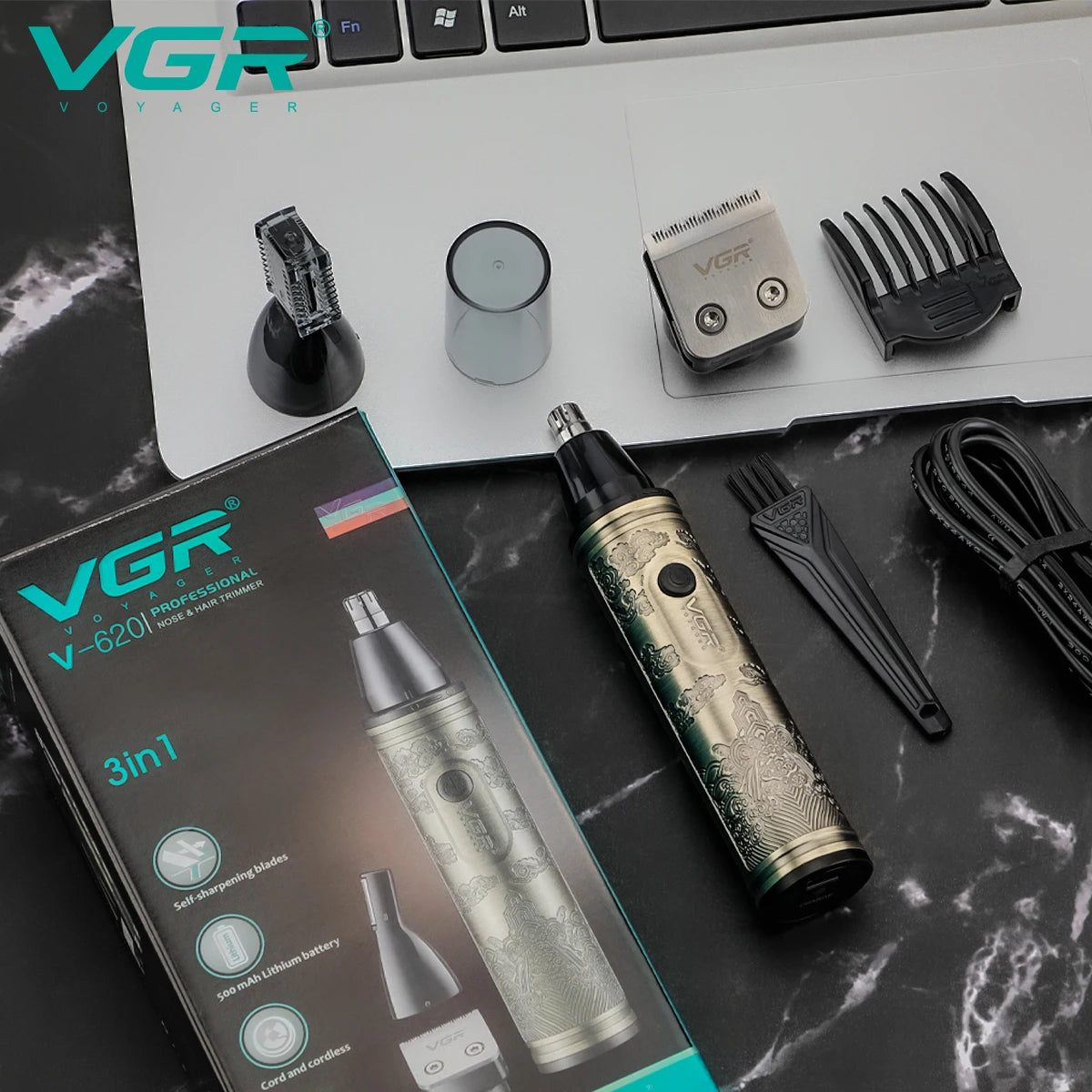VGR 620 3-in-1 Hair Trimming Set Personal Deep Care Beauty Machine Nose Hair Trimmer Sharp Shaver Shaver Body Hair Trimmer Peaceful Pleasures Health and Wellness