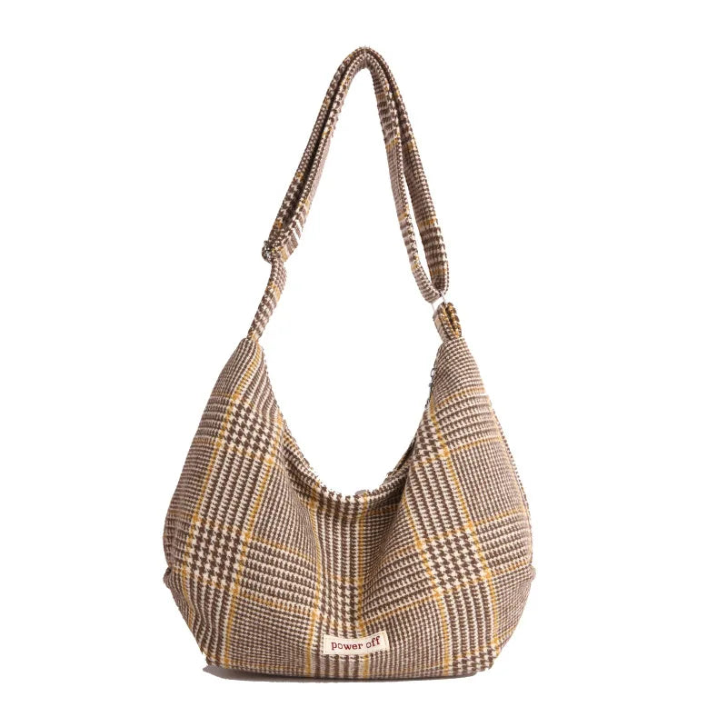 New Style Strap Versatile Vintage Wool Crossbody Bags Casual Minimalist Large Capacity Dumpling Handbag Shoulder Bags Versatile Peaceful Pleasures Health and Wellness Khaki
