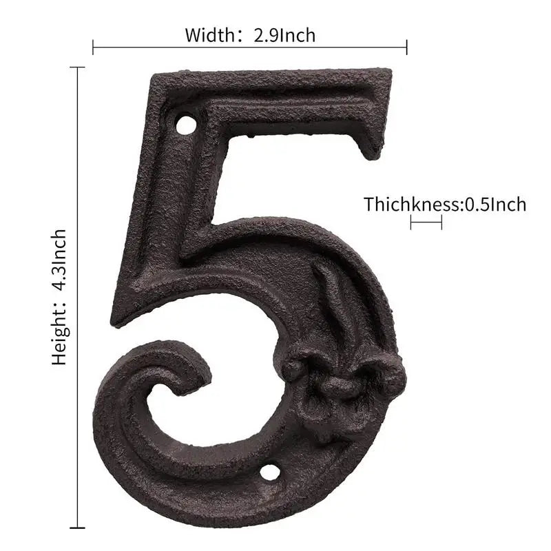 Unique House Number Cast Iron Metal Antique Doorplate Address Numbers Apartment Street Address Plaque Decor Attractive Peaceful Pleasures Health and Wellness