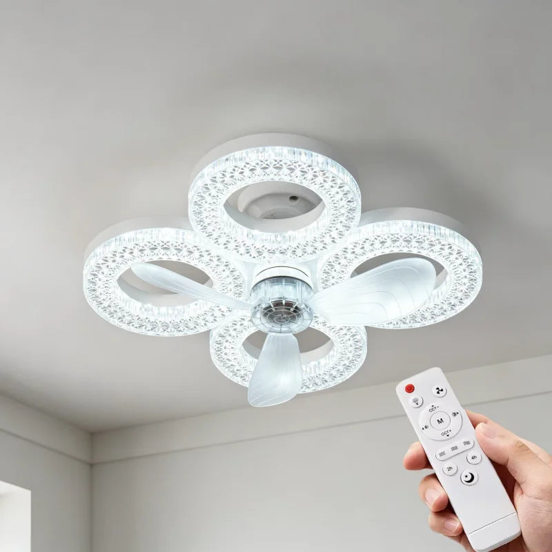 RUNTOIN 48W Smart LED Ceiling Fan Light | Dimmable Remote