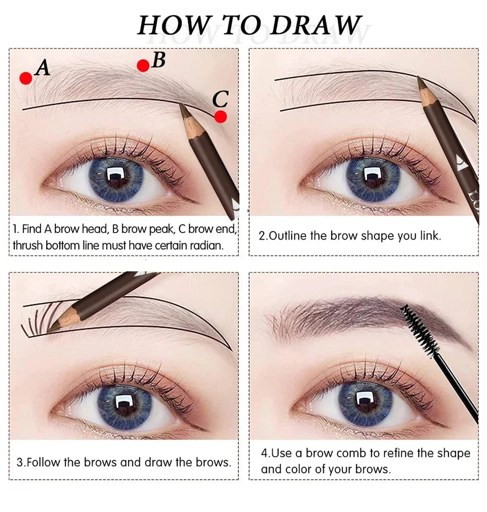 Waterproof Eyebrow Pencil Set 6 or 12 Pcs – Natural Colors