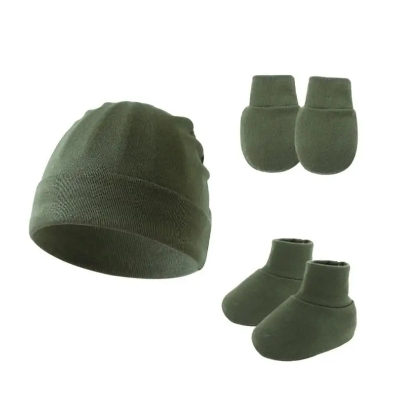 Newborn Baby Hat Gloves & Booties Set – Soft Cotton 0–9M
