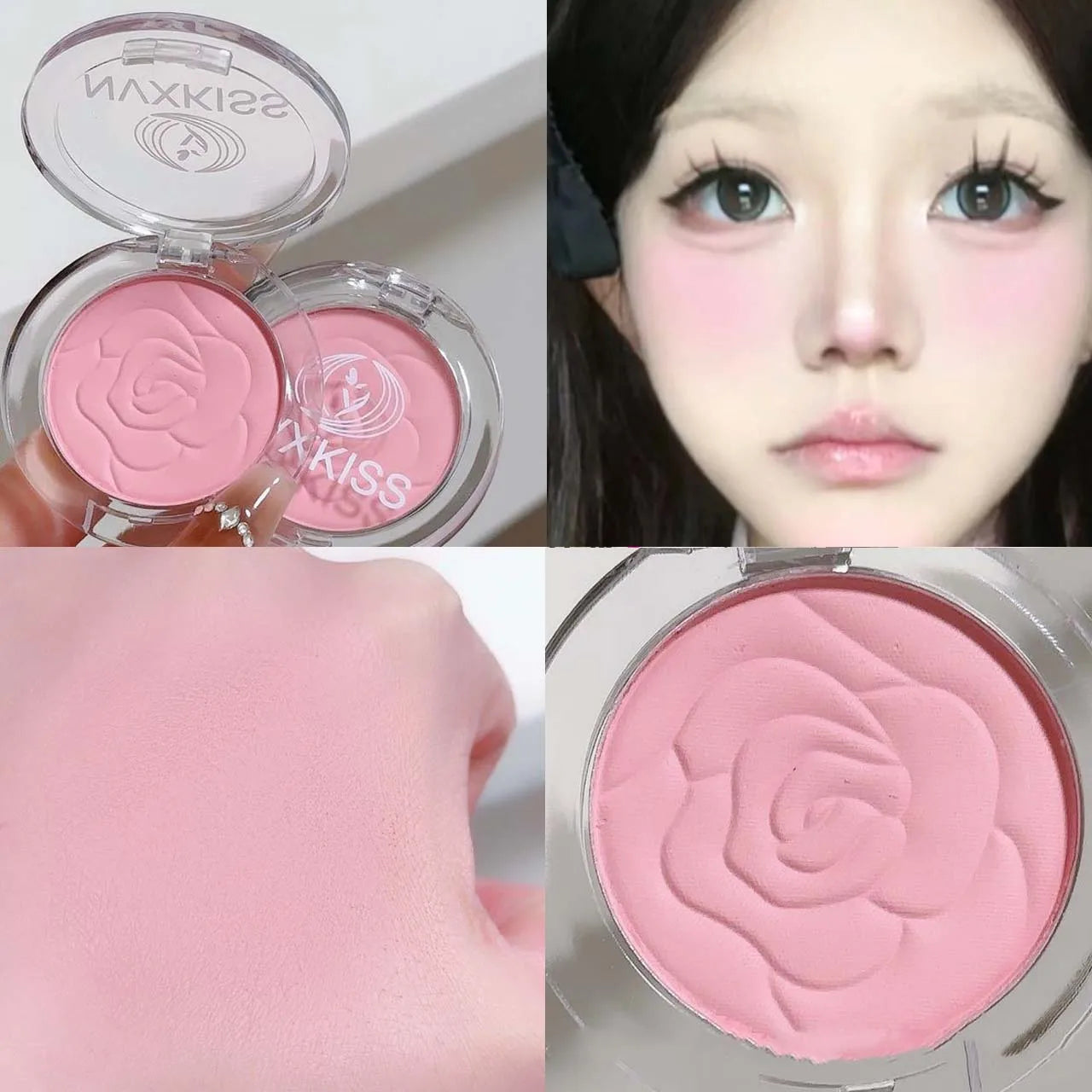 ZYXUAQIR Matte Powder Blush – Peach Pink Natural Finish