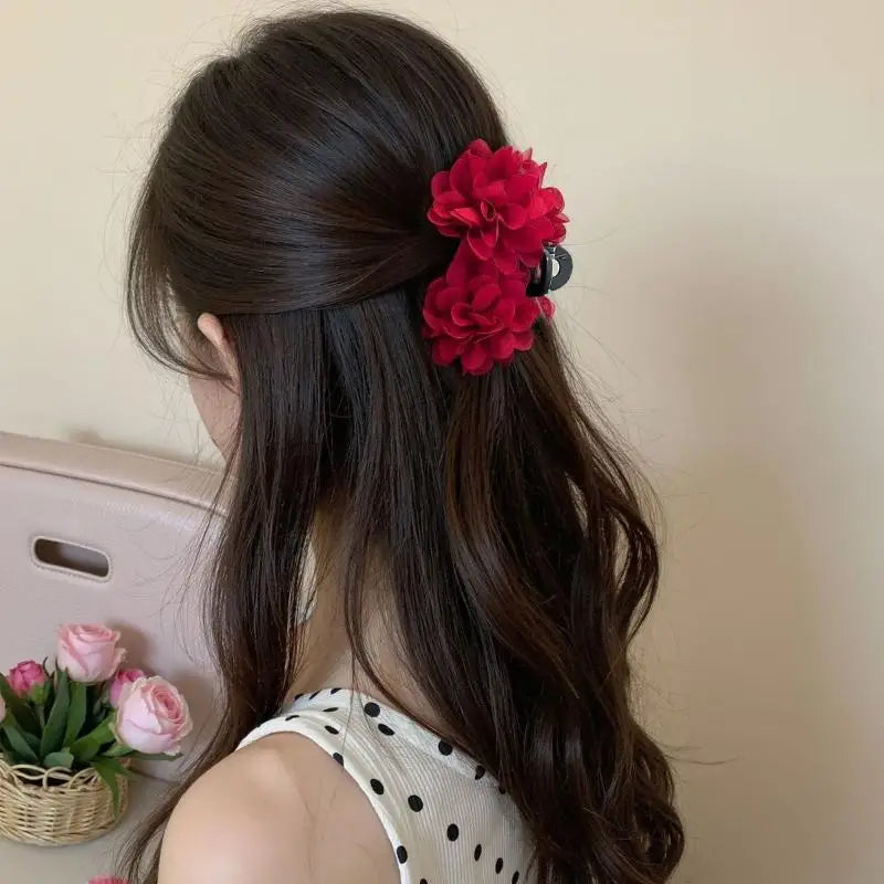 Rose Flower Petal Claw Clip | Elegant Floral Shark Hair Clip