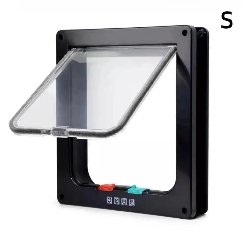 Weatherproof 4-Way Locking Cat Door – Transparent Flap Cat Door Flap Peaceful Pleasures Health and Wellness B size1