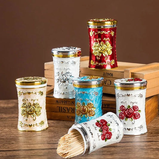 High end rose, portable toothpick bucket, restaurant, hotel, KTV, living room, coffee table, toothpick bottle, toothpick storage Peaceful Pleasures Health and Wellness