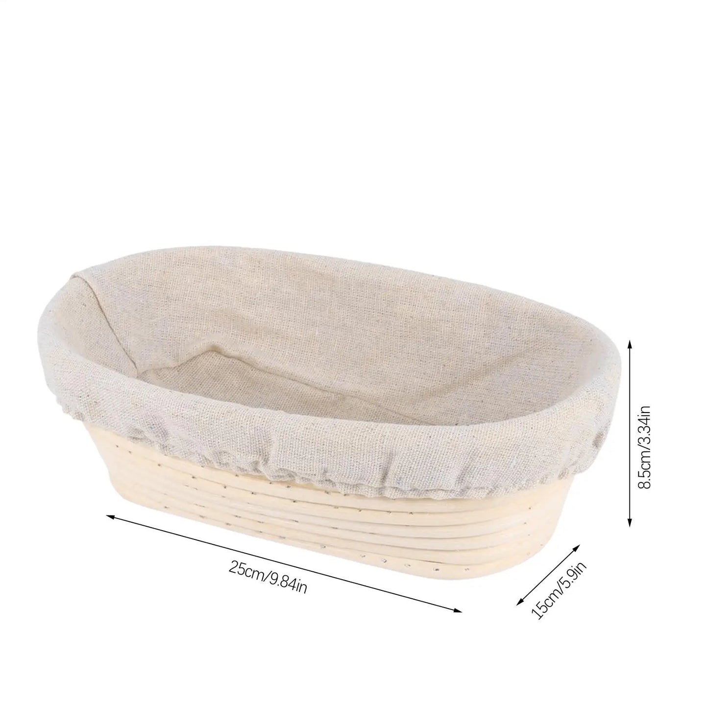 Rattan Sourdough Bread Proofing Basket with Cloth Liner | Oval