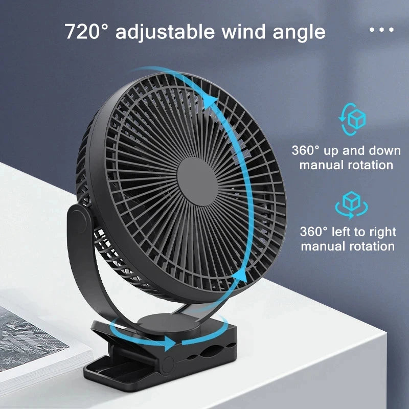 USB Charging Home Room Table Wireless Electric Fan 10000mAh Battery Outdoor Travel Portable Clip Ceiling Fan 4 Speed Adjusted Peaceful Pleasures Health and Wellness