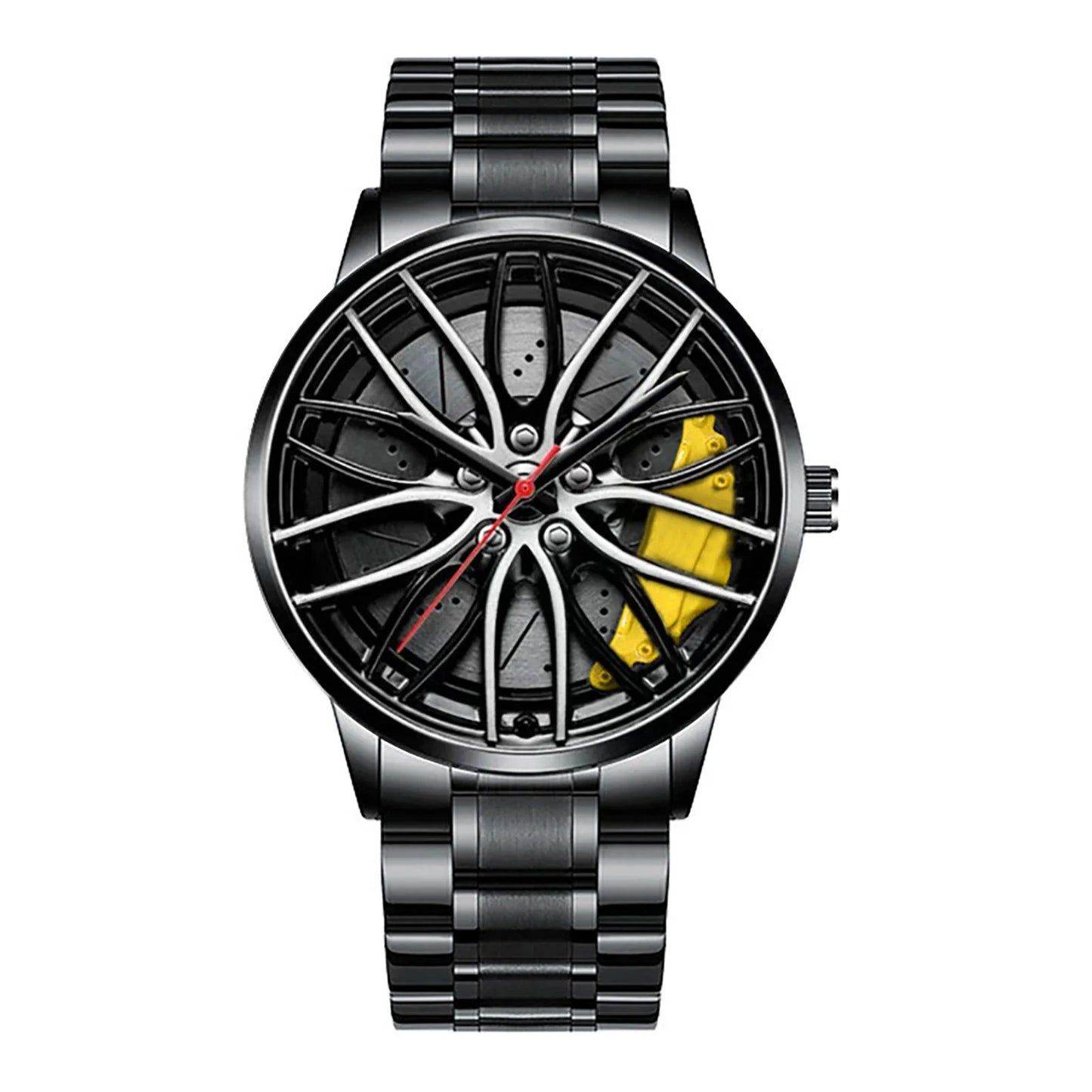 Men's Car Rim Quartz Watch – Leather Strap Round Dial