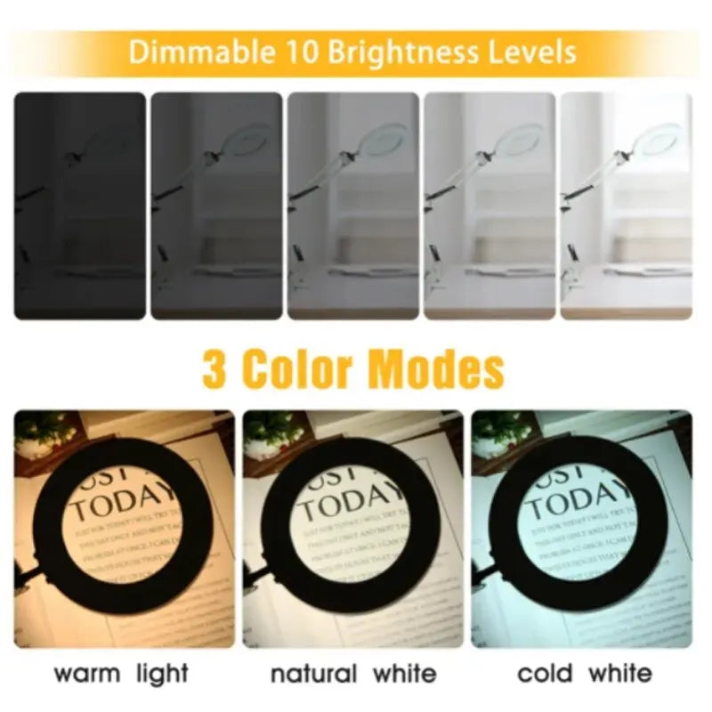72LED 8X/10X NEW Illuminated Magnifier USB 3 Colors LED Magnifying Glass for Soldering Iron Repair/Table Lamp/Skincare Beauty Peaceful Pleasures Health and Wellness