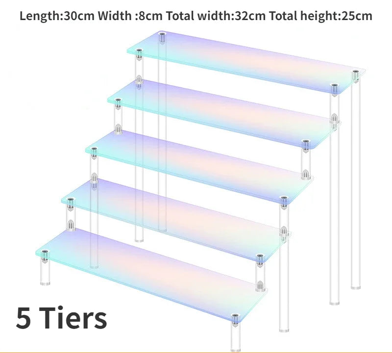Iridescent Acrylic Display Riser Stand 1–5 Tier Shelf Organizer