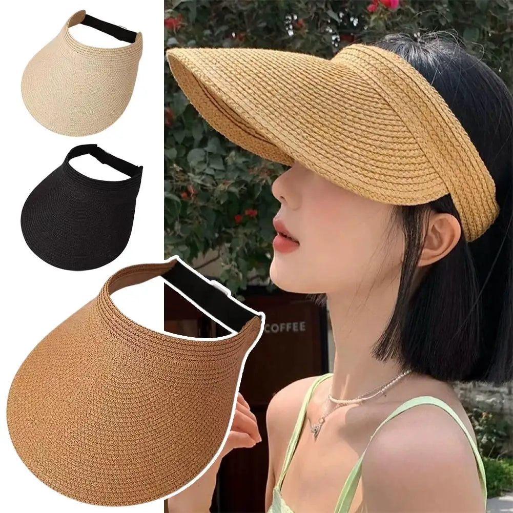 Wide Brim Straw Visor Hat – UPF 50+ UV Sun Protection