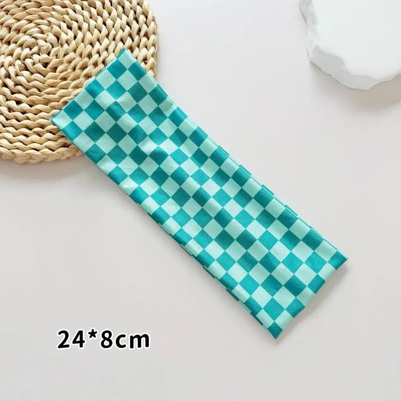 Checkerboard Elastic Headband | Sports & Yoga Hairband for Women