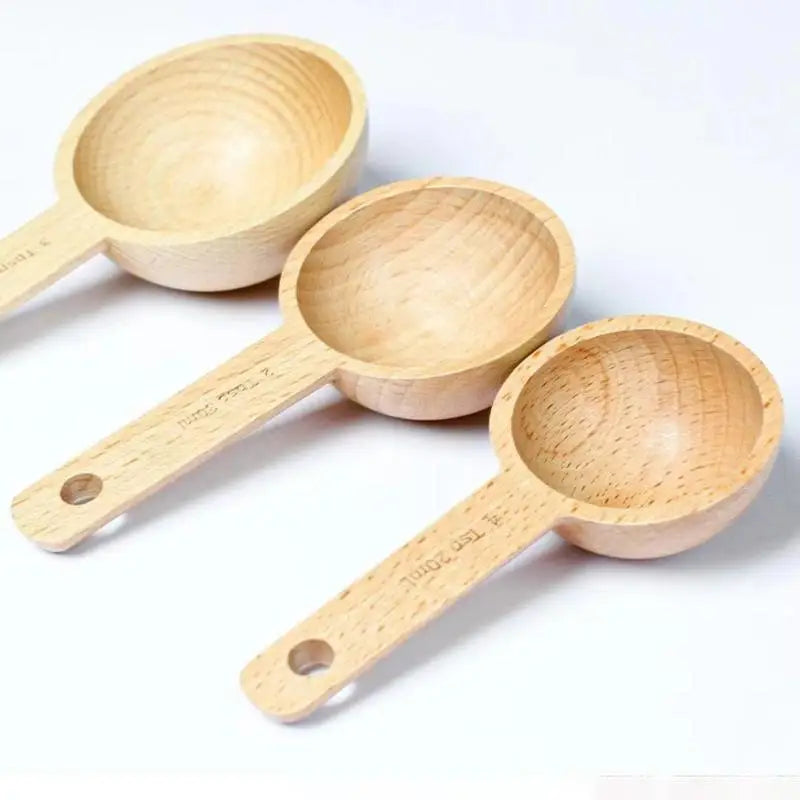 Wooden Measuring Spoon Beech & Walnut 7.5–45ML | Kitchen Tool