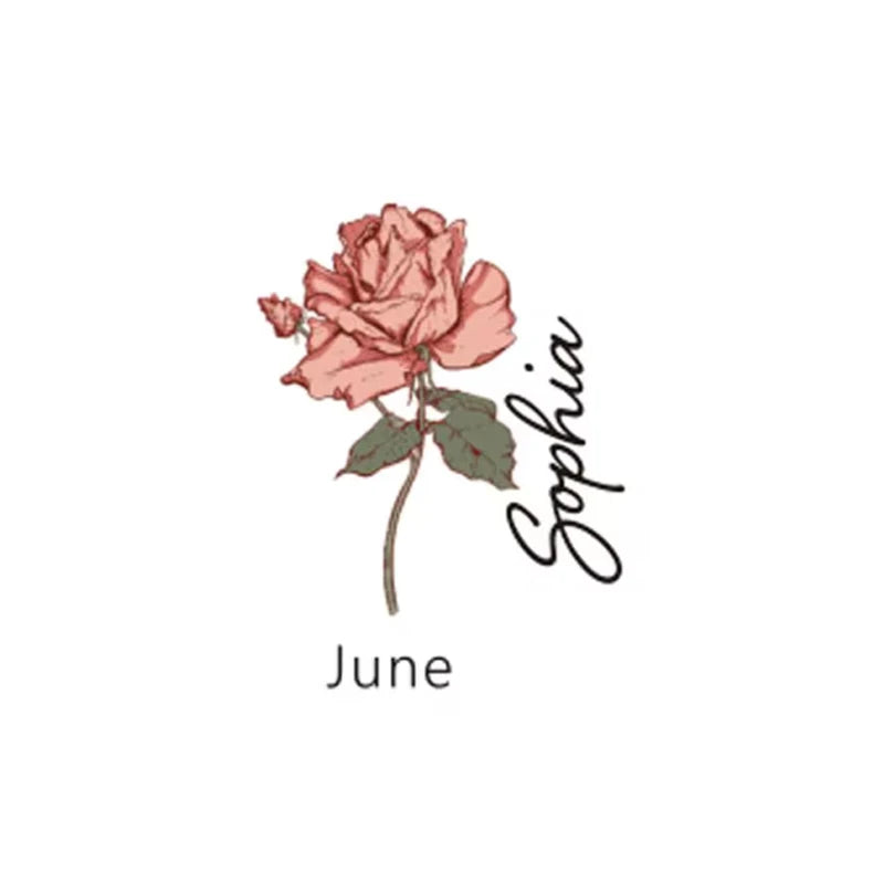 Personalized Birth Flower Glass Cup | Bamboo Lid & Straw Gift