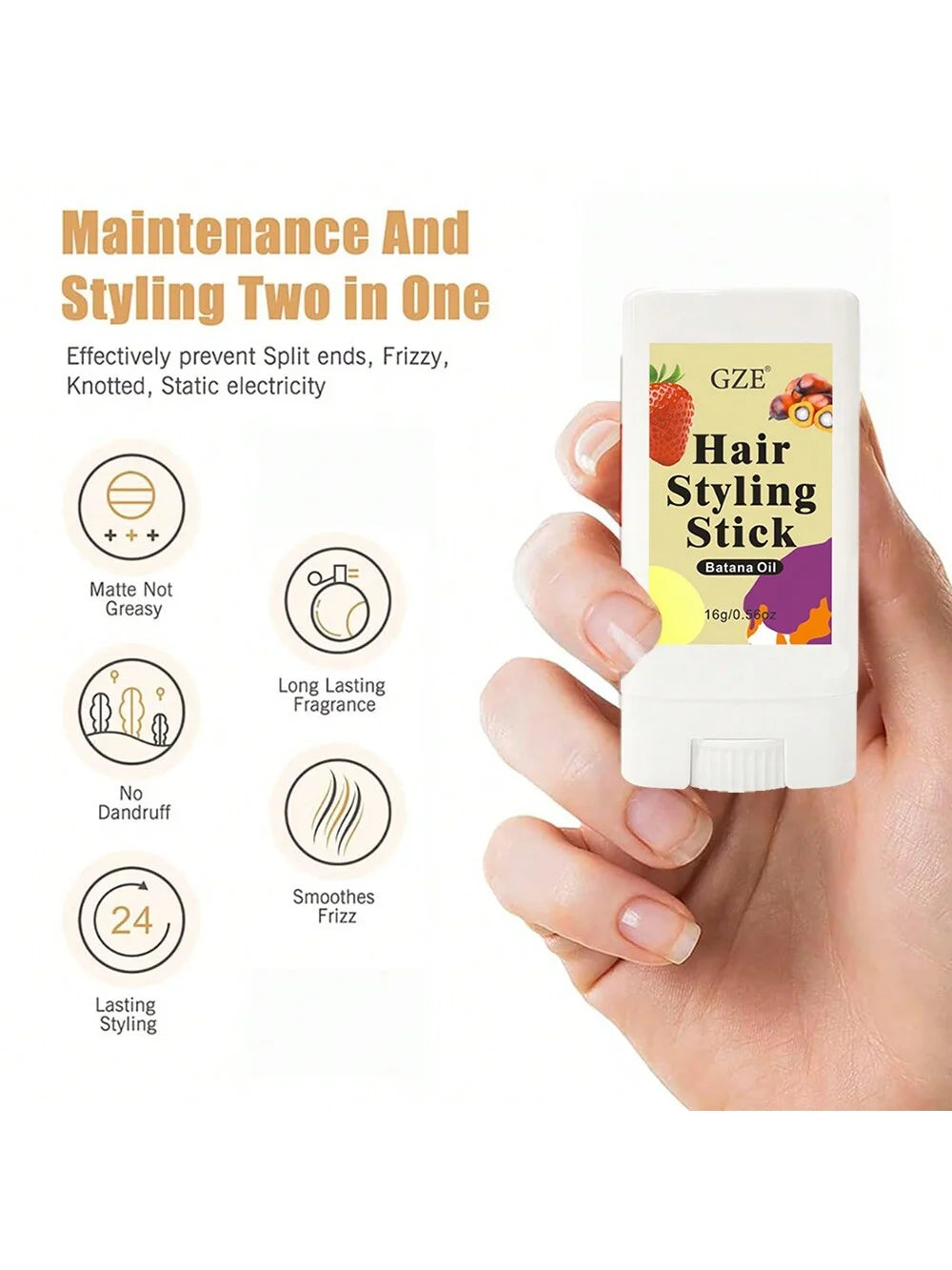 GZE Travel Hair Finishing Stick – Strong Hold & Anti-Frizz