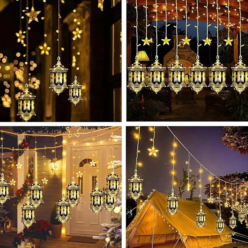 USB LED Moon & Star Curtain Lights | 8 Modes & Timer