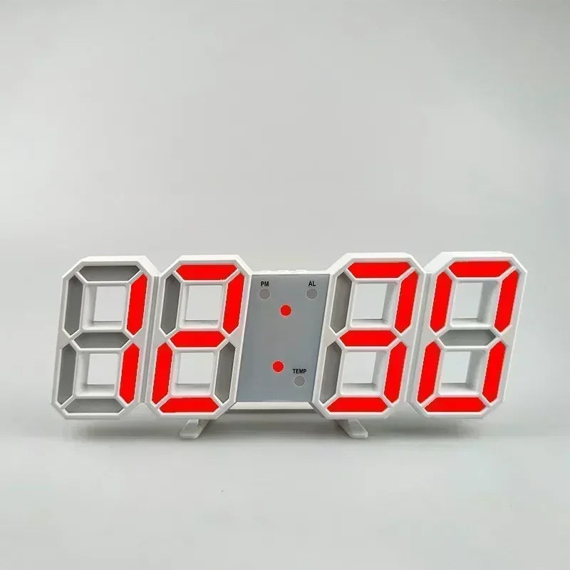 3D LED Digital Wall Clock | Alarm, Date & Temperature Display