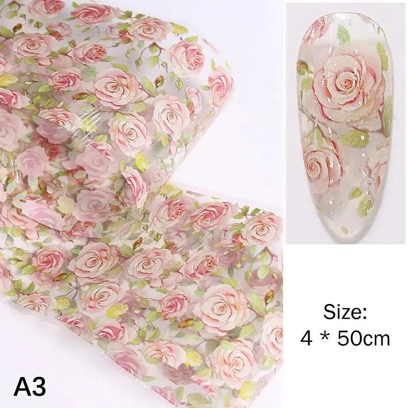 1Pcs Flower Nail Transfer Foils Stickers for Nail Art Peaceful Pleasures Health and Wellness A3
