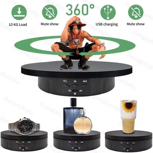 USB-Powered Rotating Turntable with 3 Speed Modes 360° Motorized Display Stand for Product Photography Jewelry&Video Shooting Peaceful Pleasures Health and Wellness