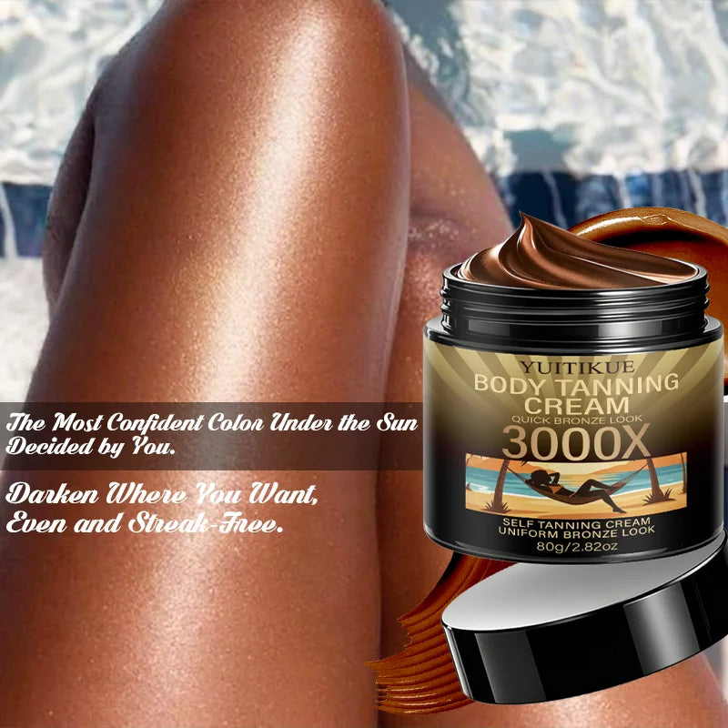 YUITIKUE 3000X Body Tanning Cream 80g for Quick, Uniform Bronze Sunless Tanning Look Peaceful Pleasures Health and Wellness