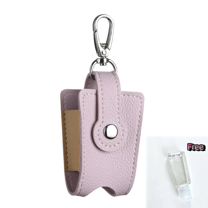 PU Leather Hand Sanitizer Holder & Refillable Bottle + Carabiner