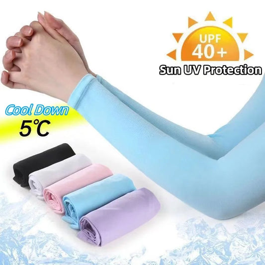 1Pair UV Protection Arm Sleeves for Men Women Summer Driving Sunscreen Ice Silk Cover Hand Protector Half Finger Long Gloves Peaceful Pleasures Health and Wellness