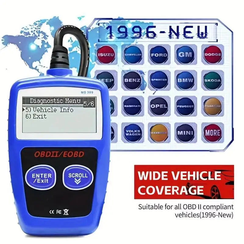 OBD2 Scanner & Voltage Tester | Engine Fault Code Reader Peaceful Pleasures Health and Wellness Blue