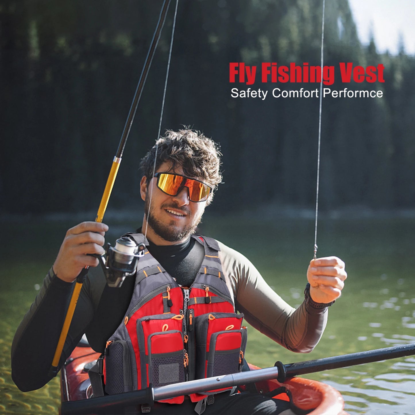 Outdoor Breathable Padded Fishing Life Vest Superior 209lb Bearing Life Safety Jacket Swimming Sailing Waistcoat Utility Vest Peaceful Pleasures Health and Wellness