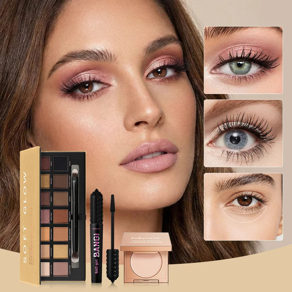 3-Piece Eye Makeup Kit: CC Corrector, Eyeshadow & Mascara