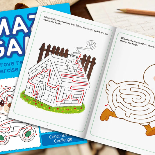 Children's Fun Maze Drawing Book Interactive Activity Enhances Pen Peaceful Pleasures Health and Wellness 1Pc