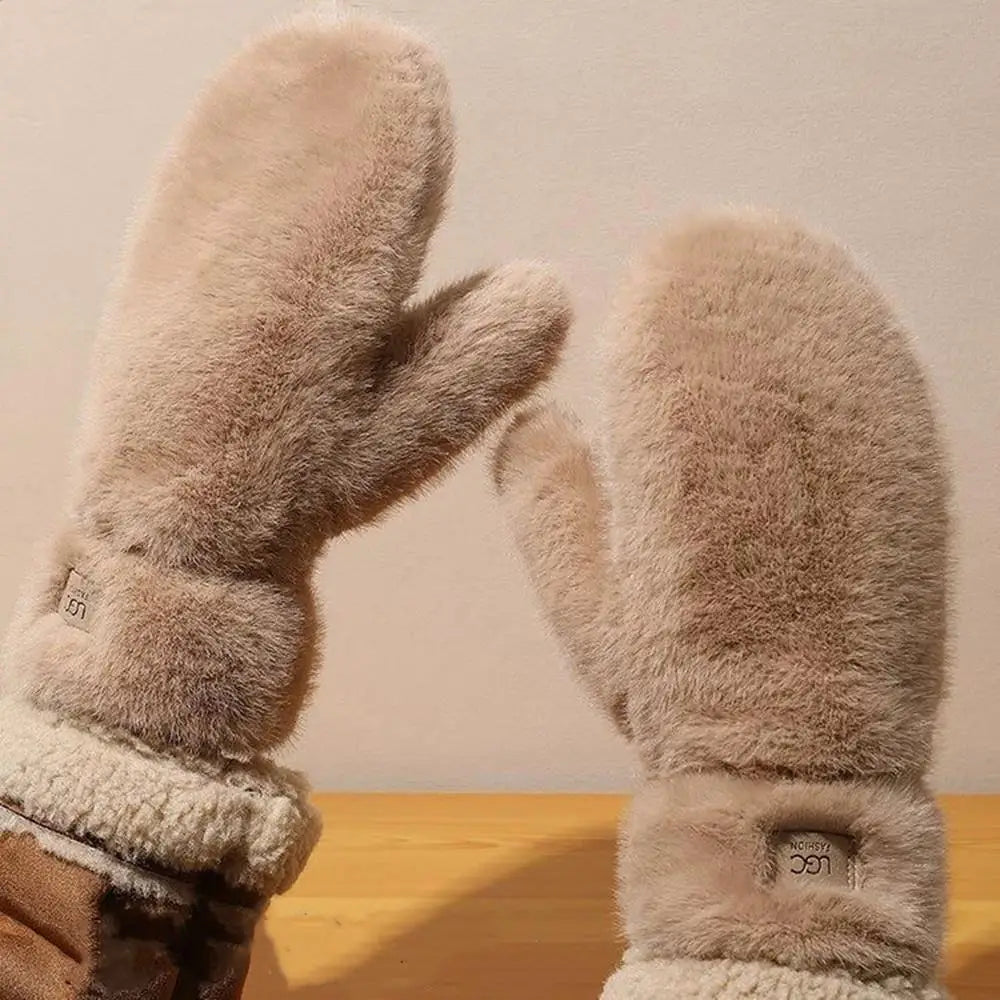 Anti-cold Keep Warm Thickened Gloves Winter Solid Color Warm Gloves Students Fashionable and Cute Multi-finger Windproof Gloves Peaceful Pleasures Health and Wellness