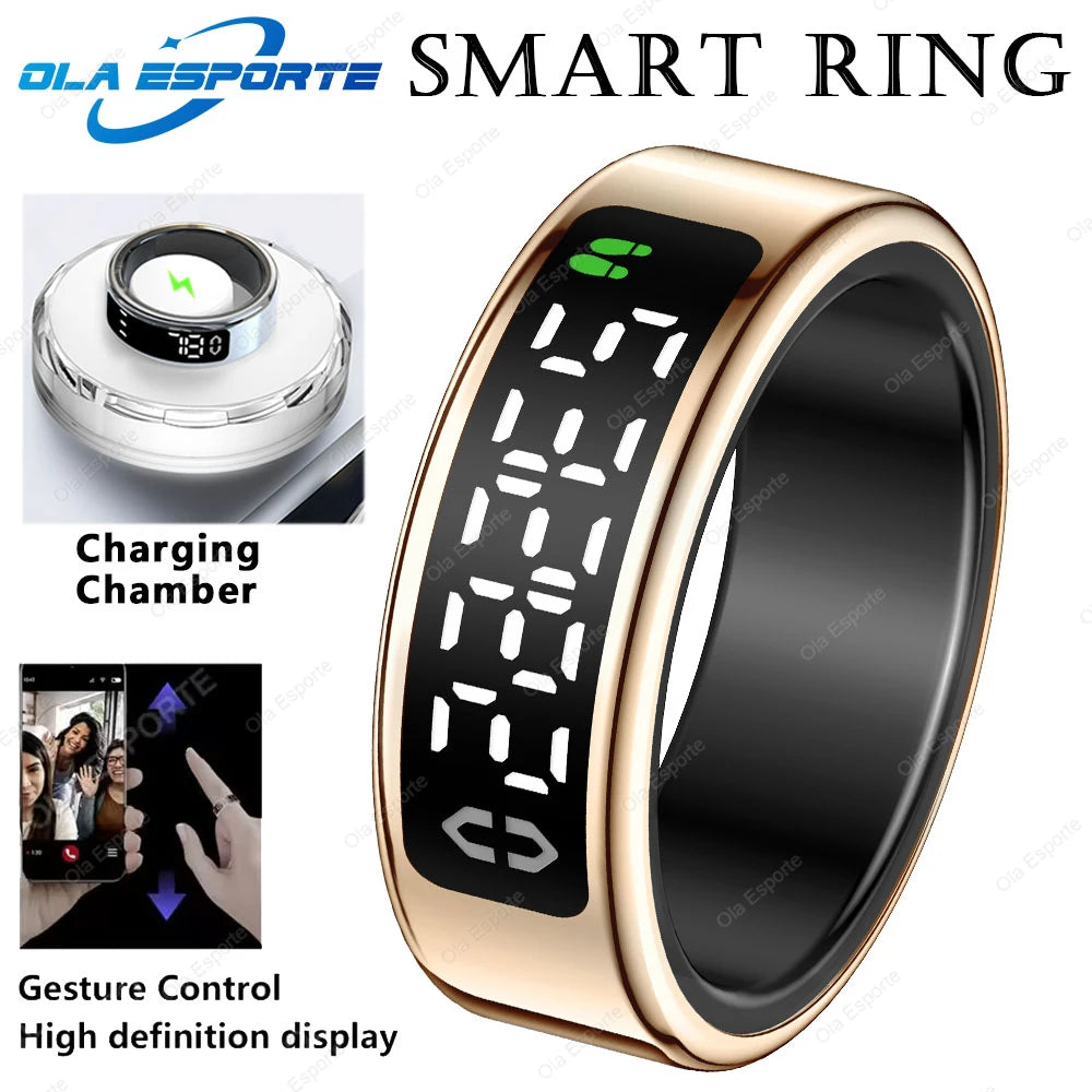 Ola Esporte R12 Smart Ring – LED Display, Heart Rate & SpO2, 5ATM