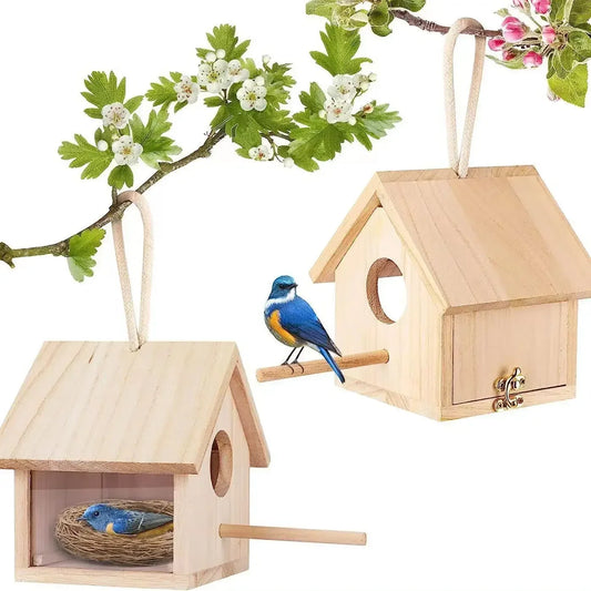 Wooden Birdhouse with Pole | Outdoor Hanging Bird House Outdoor Birdhouse Peaceful Pleasures Health and Wellness