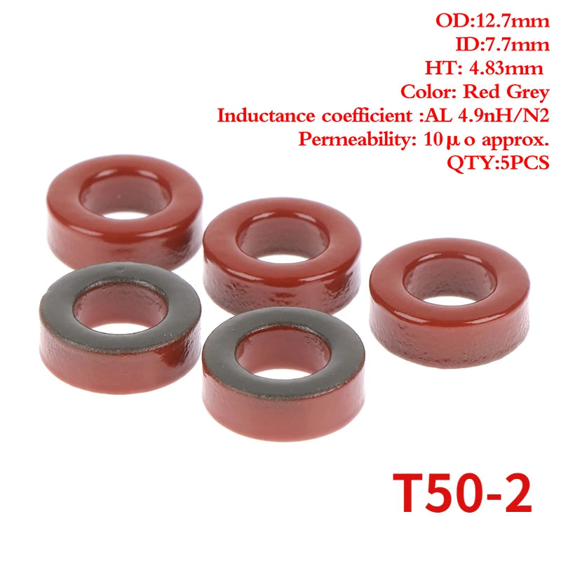 5pcs Iron Powder Toroid Cores T37 T50 Carbonyl Ferrite Rings